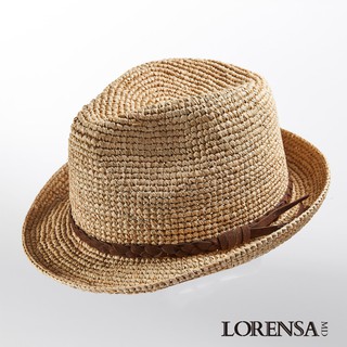 Lorensa蘿芮 拉菲亞草手工編織質感飾帶遮陽紳士草帽 中性款
