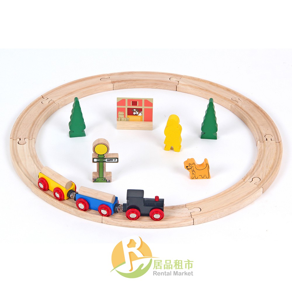 【居品租市】※專業出租平台 - 嬰幼玩具※ mentari 木頭玩具 開心農場小火車組