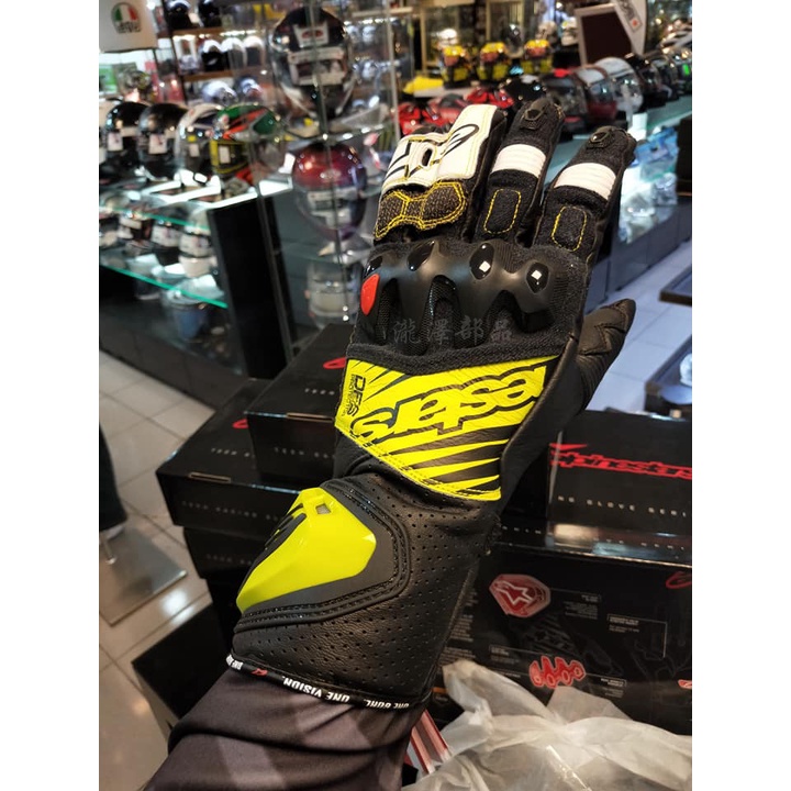 瀧澤部品 義大利 Alpinestars A星 GP TECH V2 防摔手套 黑黃 袋鼠皮 長手套 賽車競技 耐磨防護