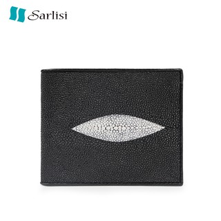 【台灣出貨】【Sarlisi】夏麗絲經典百搭珍珠魚真皮錢夾短夾 黑色