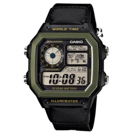 CASIO 卡西歐世界地圖顯示 AE-1200WHB-1B 黑帆布【Watch On-line Store 】