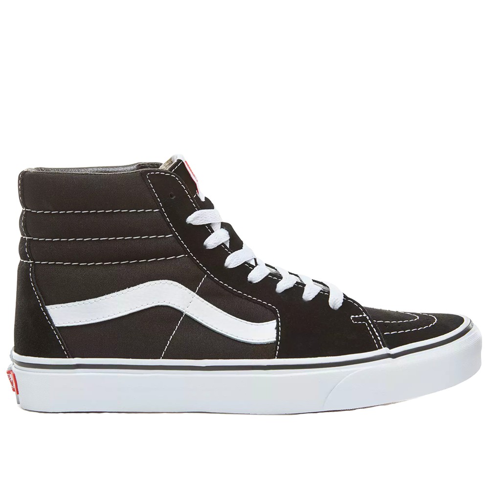 black and white sk8 hi's