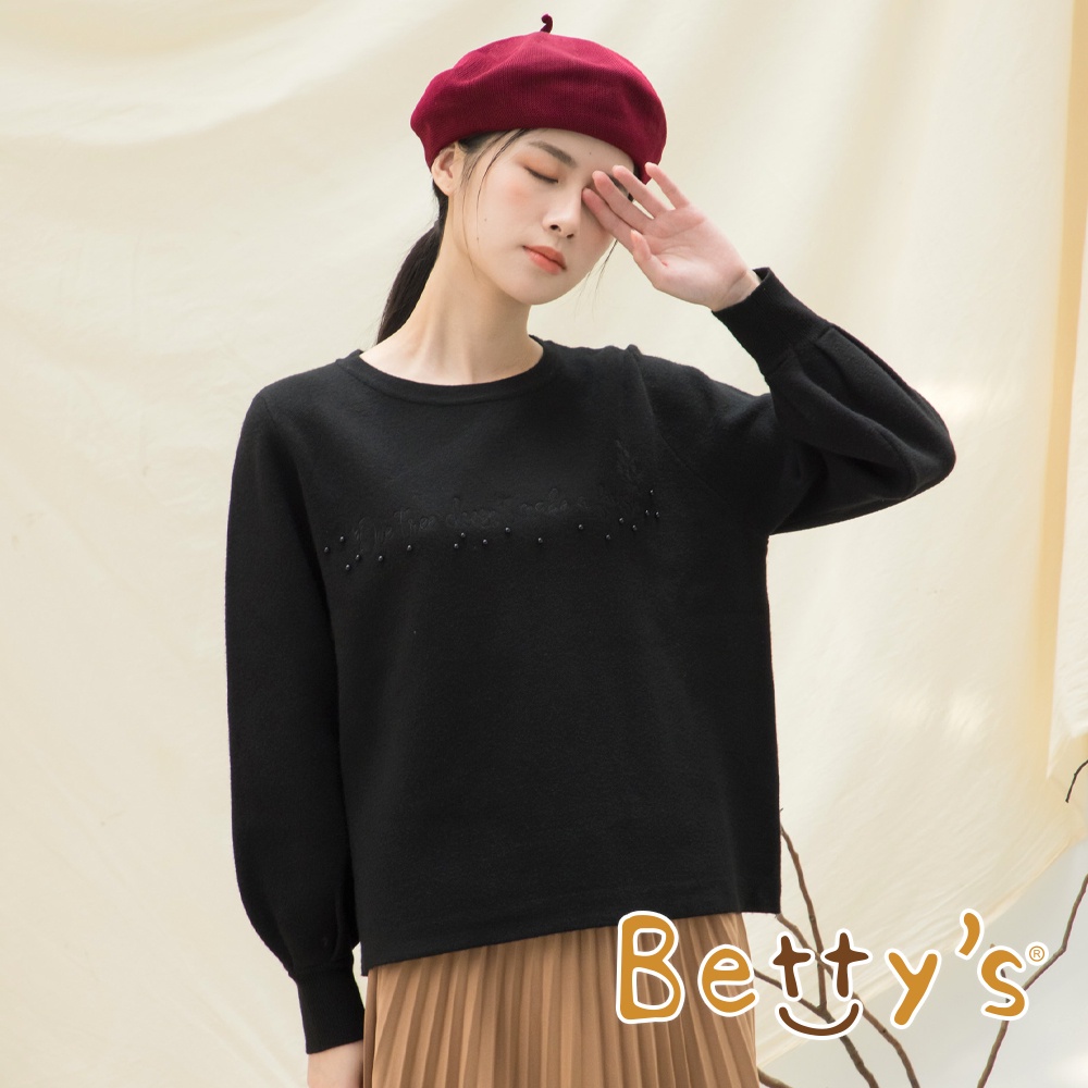 betty’s貝蒂思(15)珠珠繡花寬袖針織毛衣(黑色)