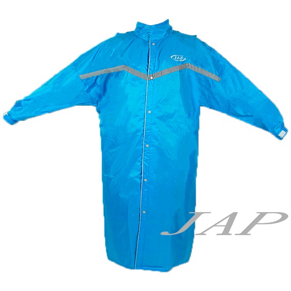 JAP YW-R301 尼龍全開雨衣 藍色 袖口調整 安全反光條 三層防水 連身雨衣