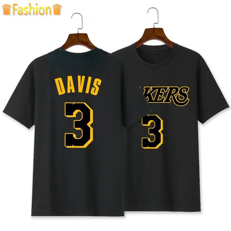 💥戴維斯Anthony Davis短袖純棉T恤上衣💥NBA球衣湖人隊運動籃球衣圓領棉T衣服T-shirt男女D963