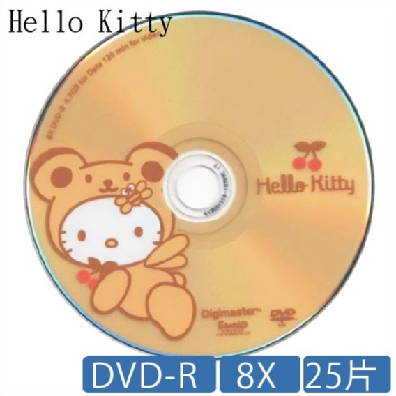 【Hello kitty】蜜蜂小熊版 DVD-R 8X 25片桶裝 DVD 光碟 貓