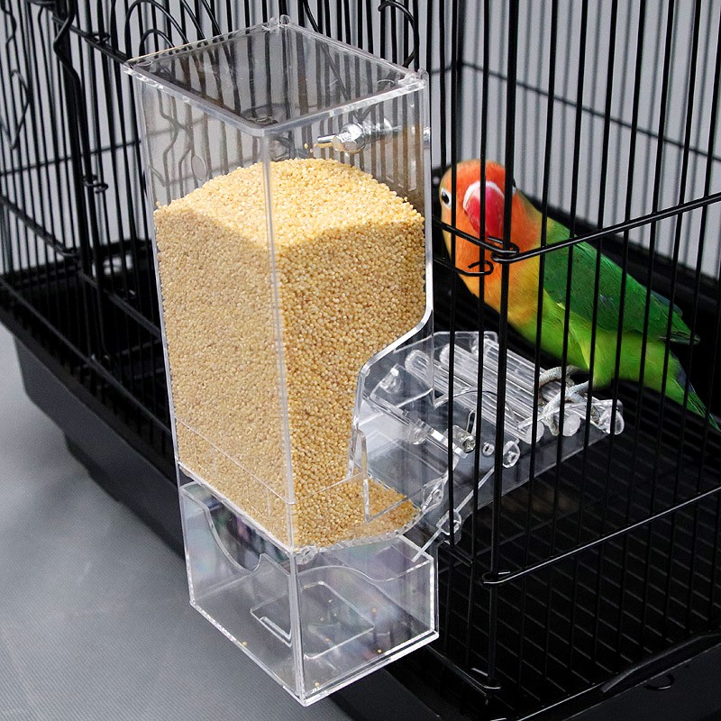 【閃電聯盟】鳥用自動餵食器 防潑灑 鳥用餵食器 鳥用餵食盒 壓克力餵食器 飼料盒 自動餵食