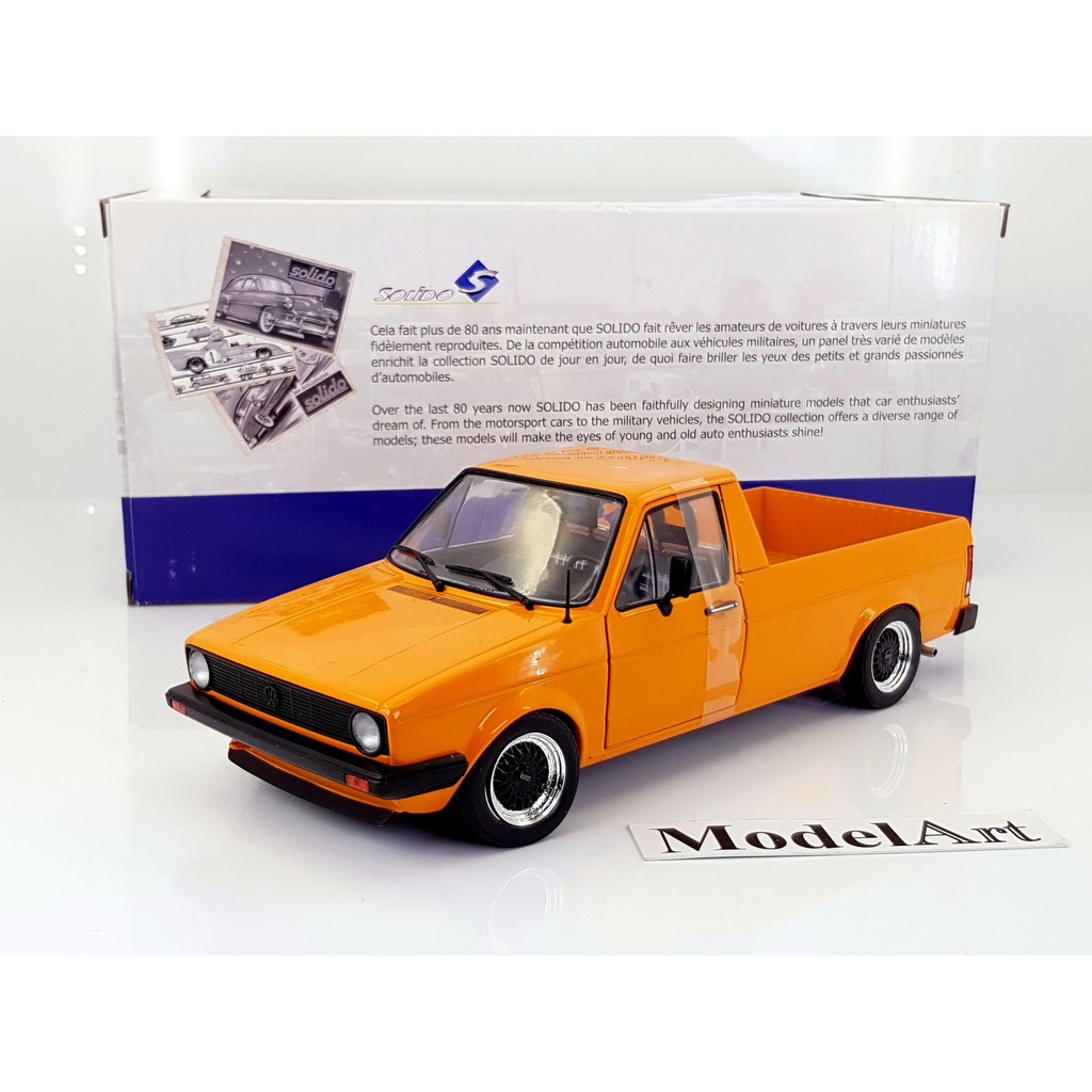 【模型車藝】1:18 Solido Volkswagen VW Caddy貨卡 1982橘 降車身BBS圈 金屬車門可開