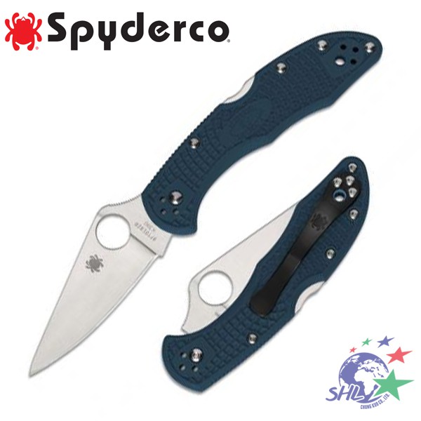SPYDERCO Delica 4 新款藍FRN柄平刃折刀 / K390鋼 / C11FPK390【詮國】