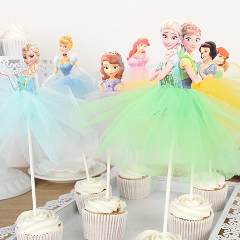 迪士尼冰雪奇緣艾爾莎安娜公主生日蛋糕裝飾面紗女孩青睞蛋糕裝飾生日蛋糕派對裝飾週年紀念填充