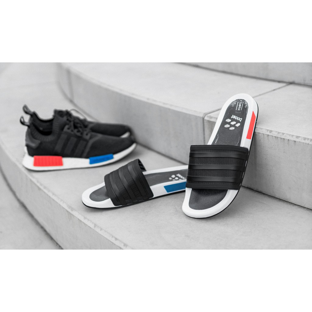 MythMaker ADIDAS ORIGINALS BOOST 拖鞋FX4380 男款經典配色運動黑紅愛迪達| 蝦皮購物