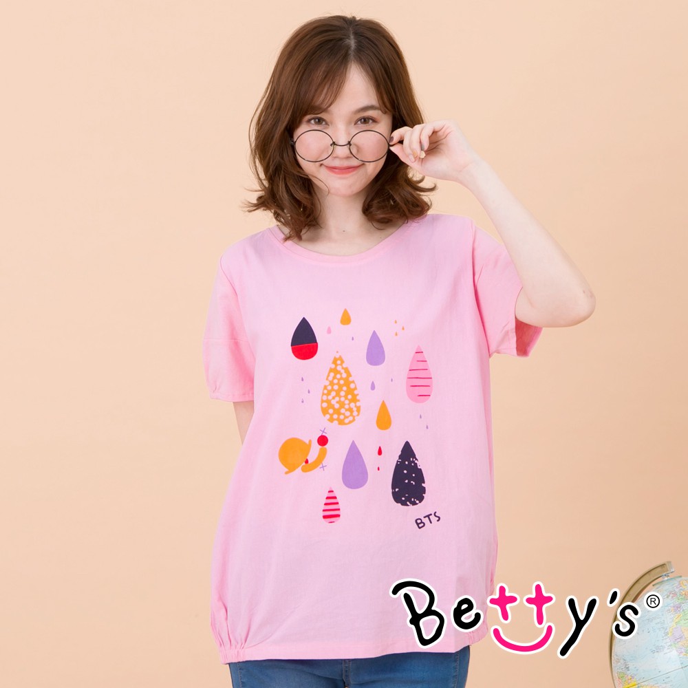 betty’s貝蒂思(95)微透膚彩色印花T-shirt(粉色)