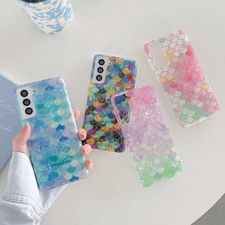 彩家 適用於 Galaxy 三星 S22 S21 S20FE A13 A33 A53 NOTE20 電鍍貝殼魚鱗 手機殼