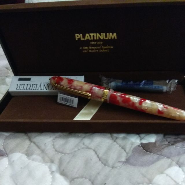 日本 Platinum 白金 #3776 賽璐珞 紅錦鯉 14K 鋼筆