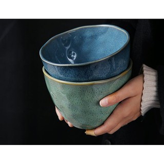 復古深湯碗 綠色 藍色 陶瓷餐具 泡麵 拉麵 湯碗 陶瓷碗 吃飯碗 日式和風 【波仔家生活雜貨舖】
