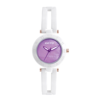 GOTO 浪漫迷情時尚精密陶瓷手錶-白x紫