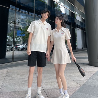 【COUPLE】💕💕情侶裝套裝夏裝一衣一裙新款潮流法式連衣裙高級設計感你衣我裙子