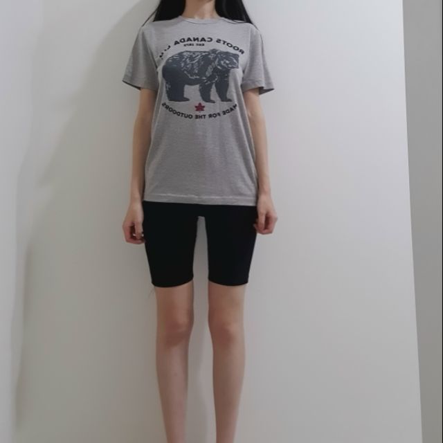 ROOTS男生熊灰色短袖T-shirt XS號