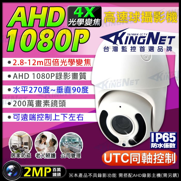 Q【無名】監視器 攝影機 AHD 1080P 4倍 PTZ 光學變焦 紅外線夜視 旋轉鏡頭 高速球 含稅 AD