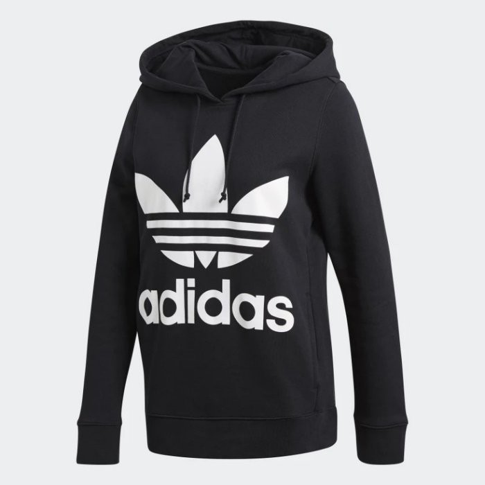 【IMP】adidas Originals 愛迪達 三葉草 CE2408 黑色 黑白 帽t 連帽 長袖t桖 棉質 寬版