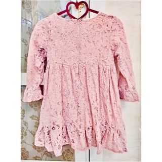 💗精品專櫃歐美ViVi進口外貿原單展示品出清！設計師小香風款滿版燒花蕾絲重工藝粉色/修身時髦收腰蕾絲長版上衣/超短小洋裝