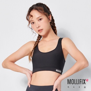 【Mollifix 山海衣】瑪莉菲絲 水陸兩用速乾防曬運動內衣 (黑)、瑜珈服、無鋼圈、運動內衣