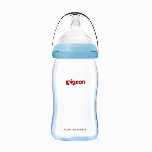 貝親 PIGEON日本  矽膠護層寬口母乳實感玻璃奶瓶(小)-藍[免運費]