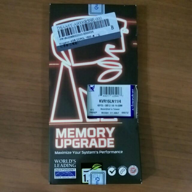 金士頓 4GB DDR3L 1600 桌上型PC用記憶體