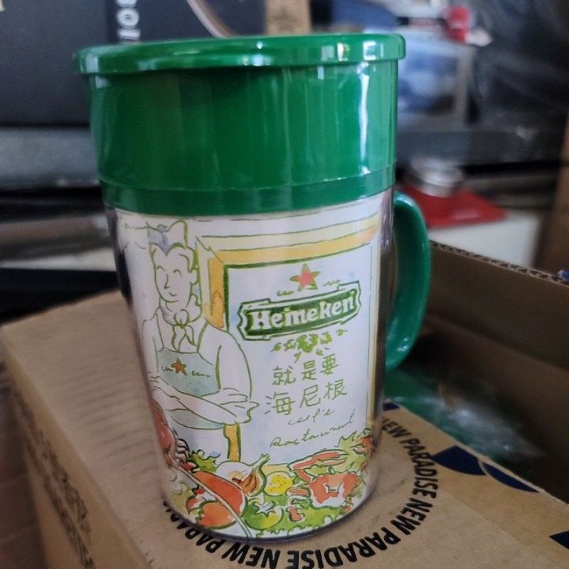 海尼根廣告杯 辦公室茶杯 水杯 把手杯