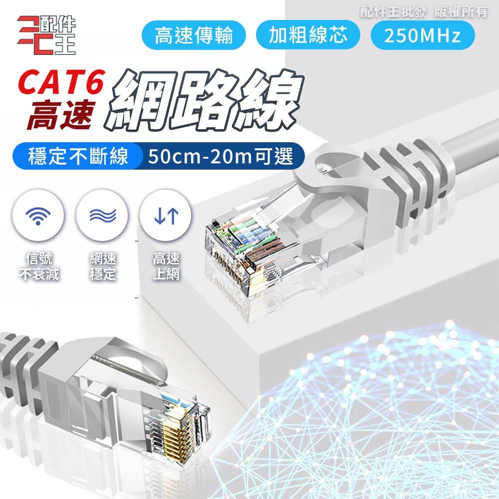 Cat.6網路線 15-30M 金屬接頭 RJ45 ADSL 高速寬頻網路線 網路線 路由器 乙太網路線 配件王批發