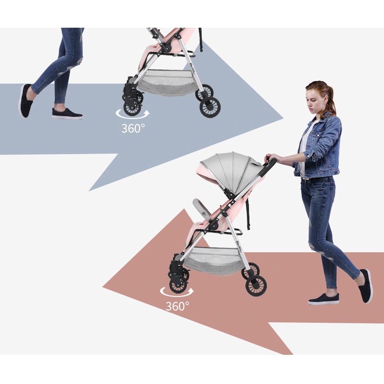 貝慕雙向高景觀嬰兒推車可坐可躺超輕便折疊手推車四輪避震嬰兒車