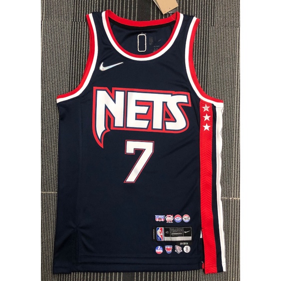 熱壓版本 22 新款3種款式nba球衣布魯克林籃網7 杜蘭特深藍色城市版75週年籃球衣 蝦皮購物