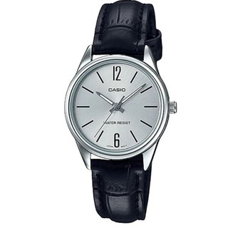 【CASIO】經典淑女時裝時尚指標真皮腕錶-數字銀面(LTP-V005L-7B)正版宏崑公司貨