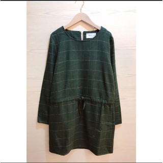 東京著衣經典綠格紋毛呢洋裝M號(049)