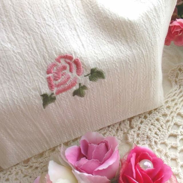 日本製Many絕版刺繡玫瑰花便當袋