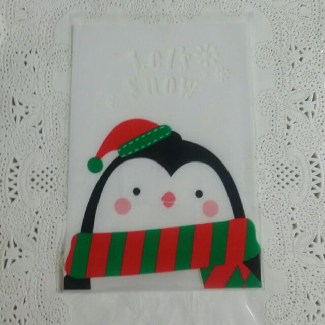 企鵝圣誕包裝袋  曲奇餅干袋 月餅食品西點袋   棉花糖袋  平口袋100入