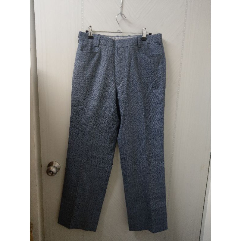 120701 上班以為會穿到 沒穿過 二手 訂做 藍灰色毛料感紋路 西裝褲 腰圍78cm 全長98cm 約30-31腰