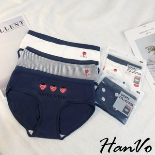 【HanVo】草莓派對棉質內褲 可愛少女風中腰 獨立包裝 女生內褲 棉質內褲 流行內褲三角褲 內著 A11-5566