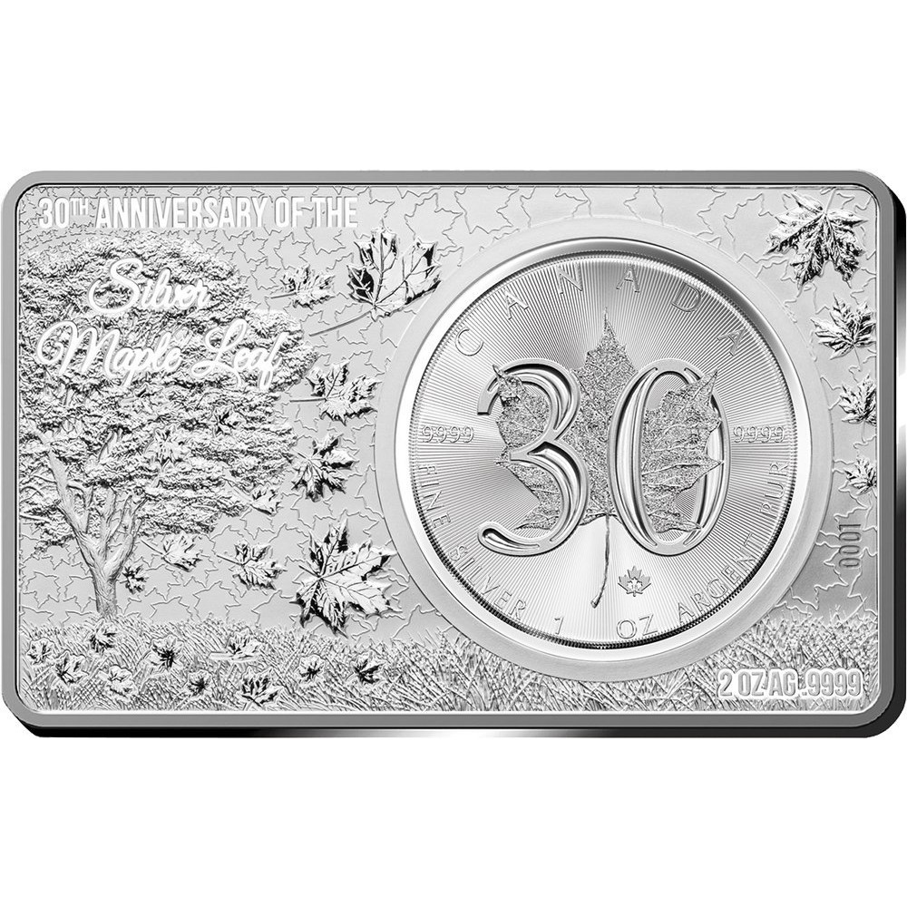 預購 - 2018加拿大-楓葉-30週年紀念-1盎司銀幣+2盎司銀條-組