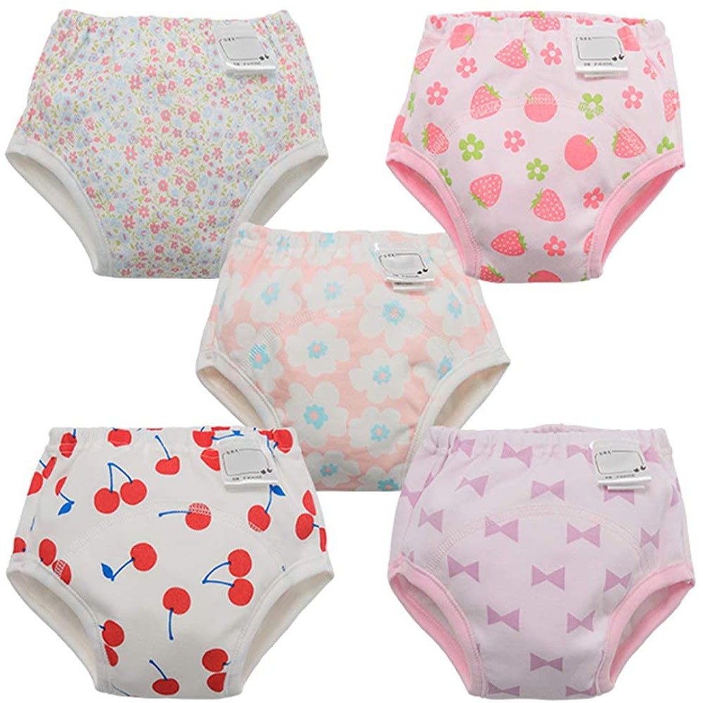 日本Chuckle Baby 5件組 女生三層 幼兒訓練學習褲 柔軟光滑的棉質 戒尿布 兒童內褲