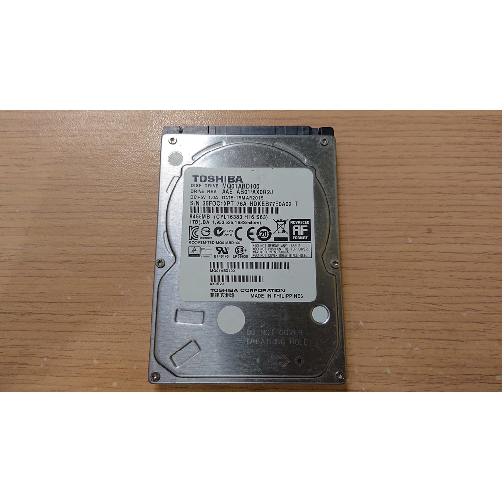 Toshiba 東芝 2.5吋 5400轉 1TB HDD 9mm 筆電硬碟 SATA3