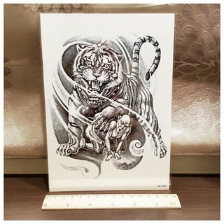 虎與鬼手臂大圖HB-896【WAWA TATTOO】男女防水紋身貼紙刺青貼紙