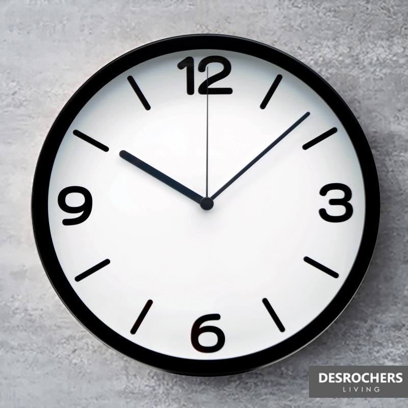 Desrochers｜FUTURA-W靜音時鐘 25cm 無印風靜音時鐘 寬版邊框款  壁鐘 數字 台灣製造