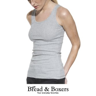 Bread &amp; Boxers 有機棉女用羅紋坦克背心(灰色) 內褲 內衣 無袖 背心 內著 質感 舒適 經典 新年 送禮