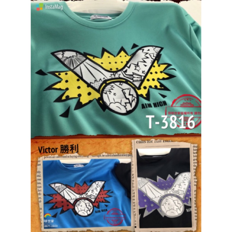 （羽球世家）勝利Victor POP文字系列T-3816 短袖T恤 運動球衣 透氣舒適3色