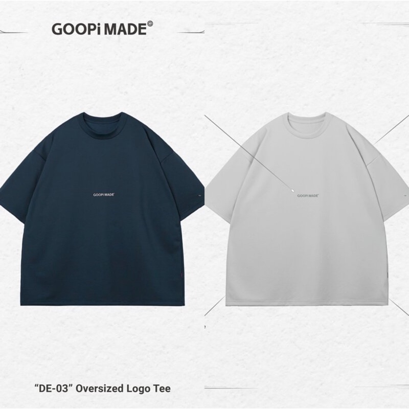 【灰、藍2號】Goopi “DE-03” Oversized Logo Tee