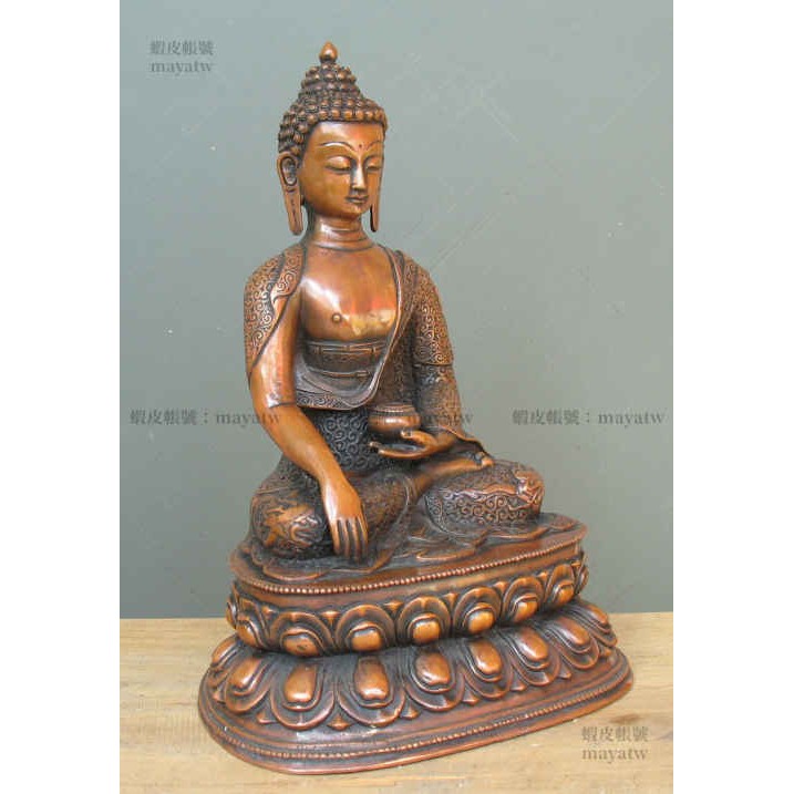 (RELI-G_048)大號藏傳佛教雙蓮臺可裝藏高35cm銅佛像釋迦牟尼釋迦摩尼
