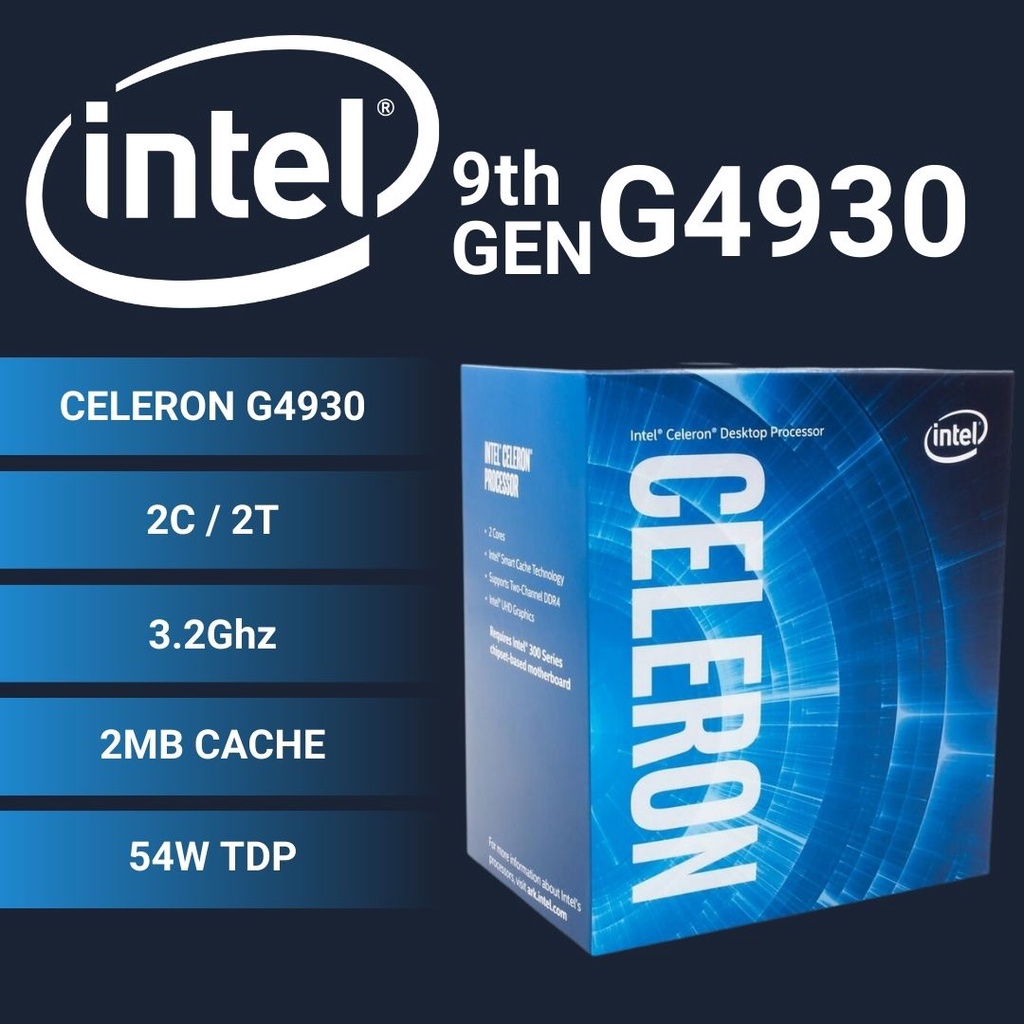Intel Celeron 雙核心 G4930 正式版 1151腳位 內建顯示 速度3.2G 快取2M 支援DDR4 | 蝦皮購物