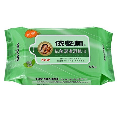 依必朗 抗菌 超柔潔膚濕紙巾-綠茶清新 88抽/包【康鄰超市】