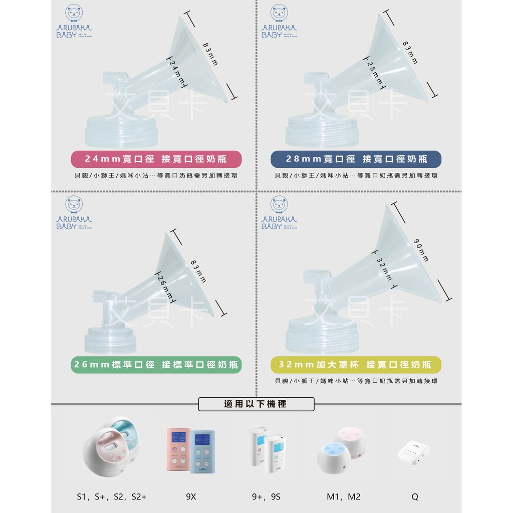 〔艾貝卡-母嬰嚴選〕貝瑞克(9+,9S,9X,S2,Q)擠乳器配件-喇叭罩/止流閥/鴨嘴閥門/軟管/儲奶瓶 單購配件賣場